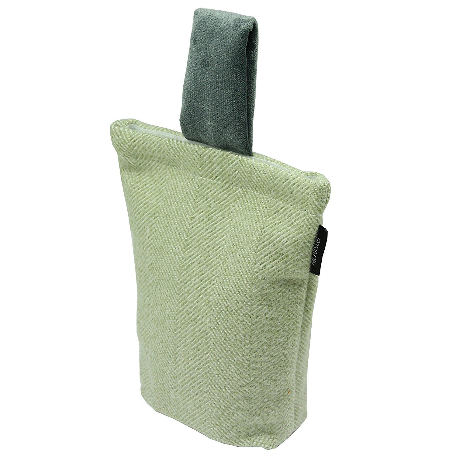 McAlister Textiles Green & Grey Unfilled Herringbone Fabric Doorstop Decorative Doorstopper for All Doors Home Accessory & House Warming Gift 22x17 cm (8x7 Inches)