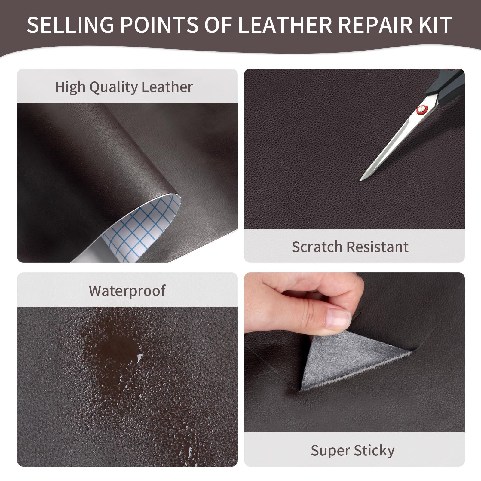 BSZHTECH Leather Repair Tape Self-Adhesive Leather Repair Patch for Couch Furniture Sofas Car Seats Advanced PU Vinyl Leather Repair Kit (Dark Brown, 3.9X79 inch)