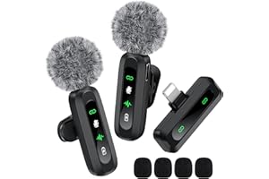 GoorDik Wireless Lavalier Microphone for iPhone Recording Clip-on Mini Mic for iPhone/for iPad Video Recording with Rotatable Clip&Denoise Recording, Portable Mic Set for Content Creators