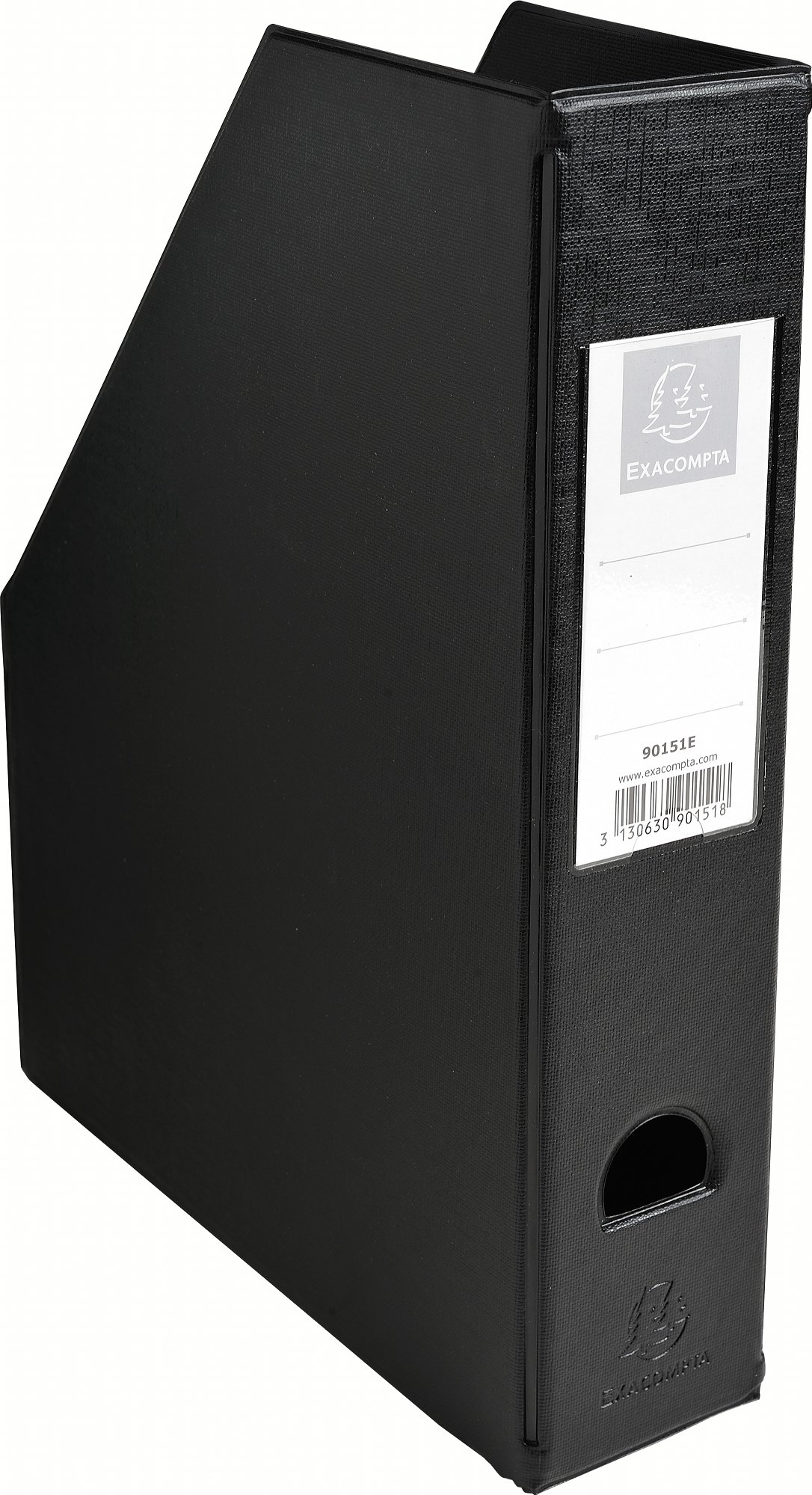 Exacompta - Ref 90151E - PVC Magazine File - Suitable for Storing A4 Documents,70mm Spine, Construction from 2mm Rigid PVC, Finger Hole & Label on Spine -Black