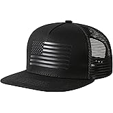 UALON Baseball Cap, Snapback Trucker Hat for Men & Women with American Flag and Adjustable, Breathable Mesh, Flat Bill Hats