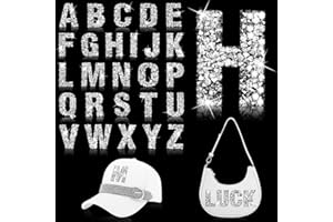 26Pcs Iron on Letters Patches Rhinestone Letters Iron on Patches Glitter Self Adhesive Alphabet A-Z Bling Rhinestone Letters 