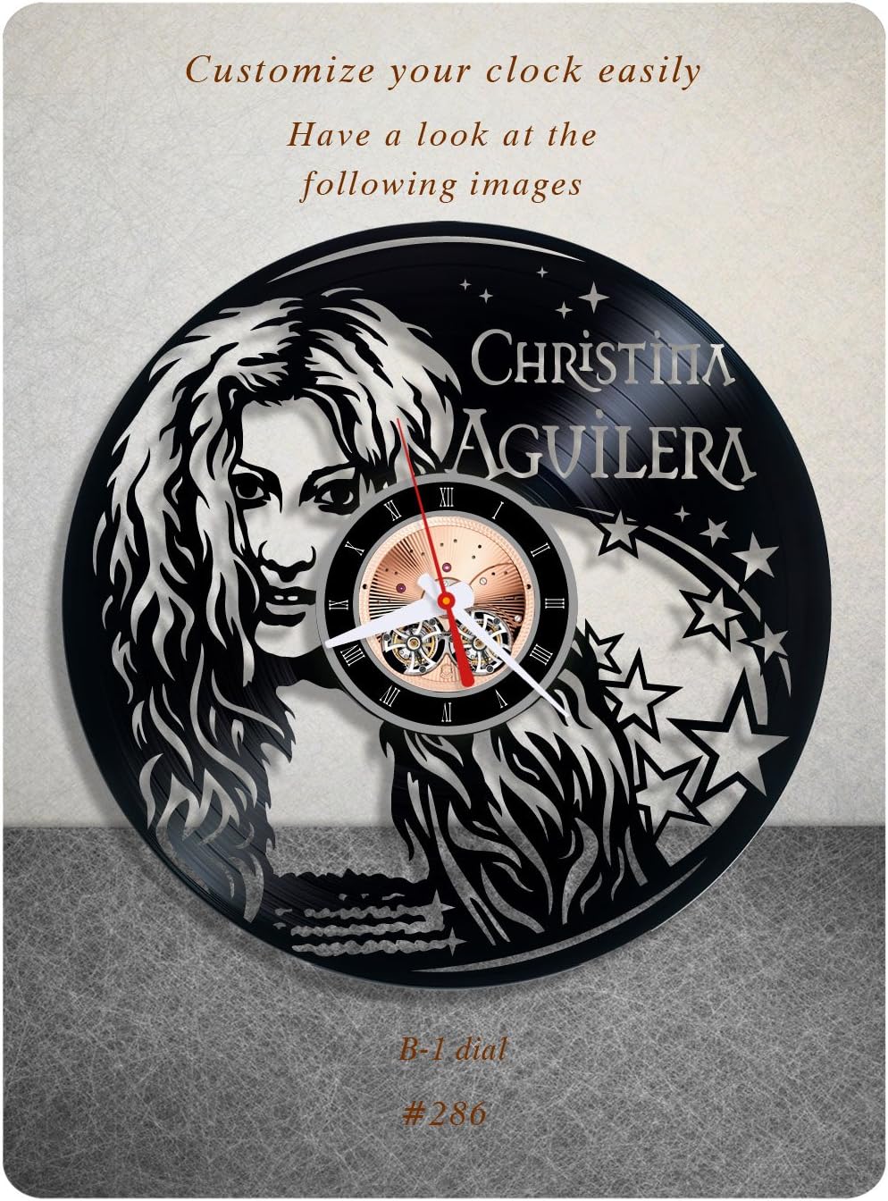 Christina Aguilera vinyl clock, vinyl wall clock, vinyl record clock famous pop singer actress birthday gift home decor 286 - (b1)
