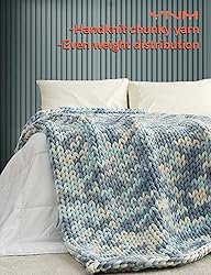 YnM Weighted Blanket, Handmade Chunky Knitted