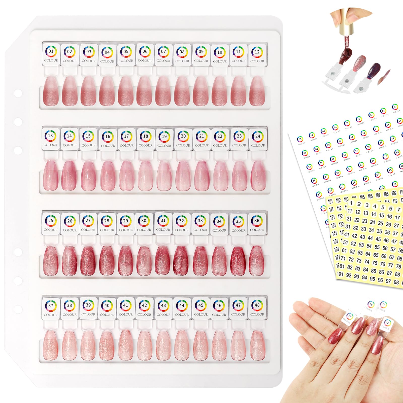 Photo 1 of Acrylic Magnetic Nail Color Display Book Inside Page with 48 Magnetic Nail Display Tips for Nail Art Design Pattern Practice and Nail Display (No Cover Only Page)