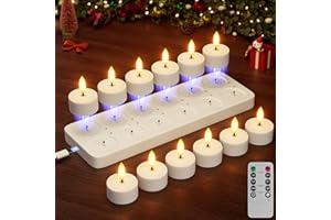 Rechargeable Flameless Tea Lights Candles Battery Operated Remote Control Tea Lights with Timer LED Tealight Candles with Cha