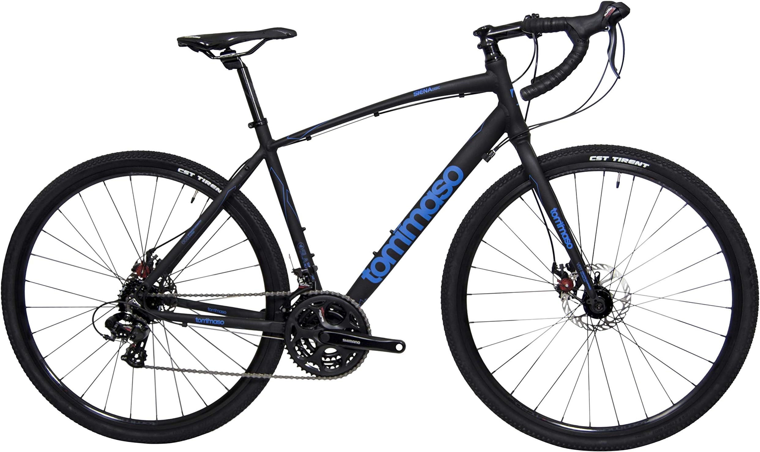Tommaso Siena Shimano Tourney Gravel Adventure Bike with Disc Brakes, Extra Wide Tires, Perfect for Road Or Dirt Touring, Matte Black