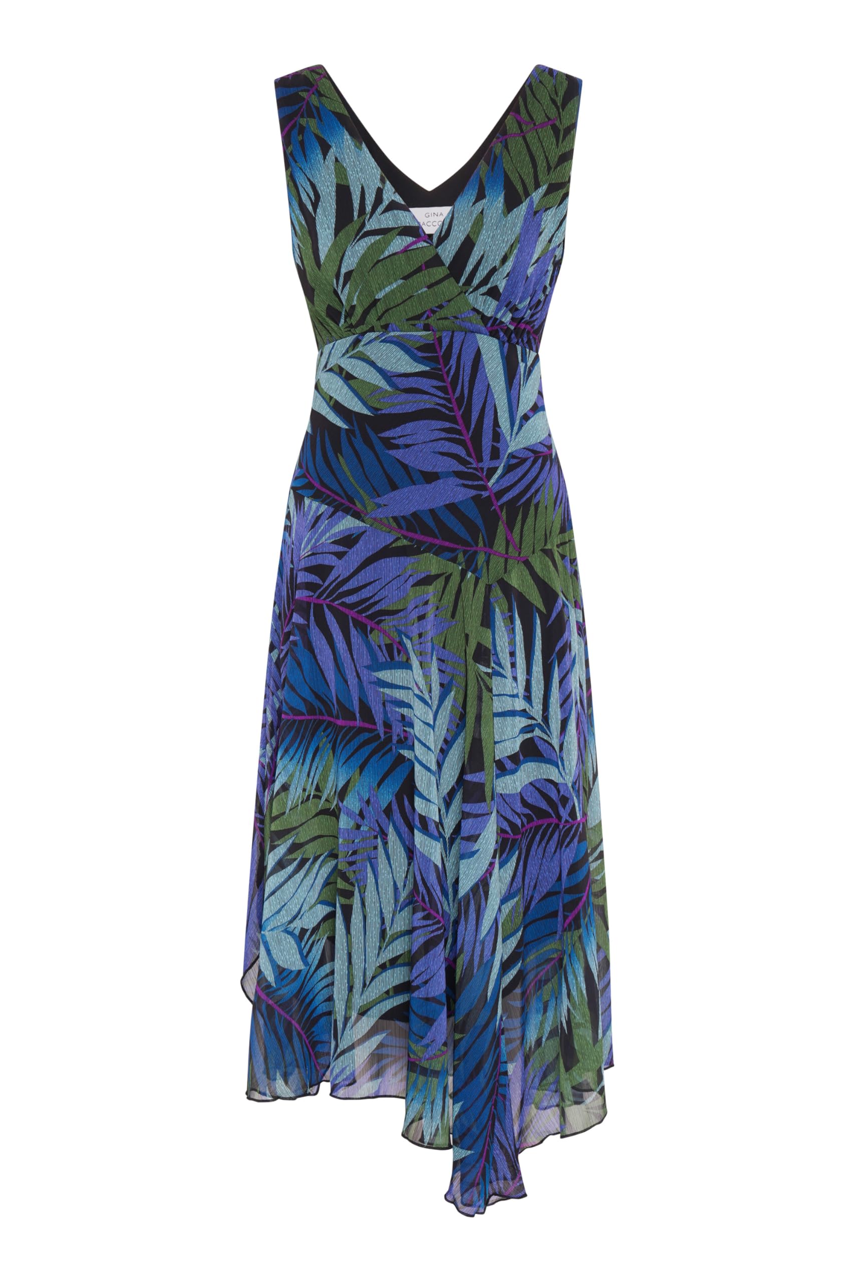 Gina Bacconi printed midi cocktail dress...