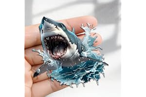 Great White Shark Splashing Scene Acrylic Refrigerator Magnet - Ocean Decor for Fridge, Locker, Whiteboard | Gift for Marine 