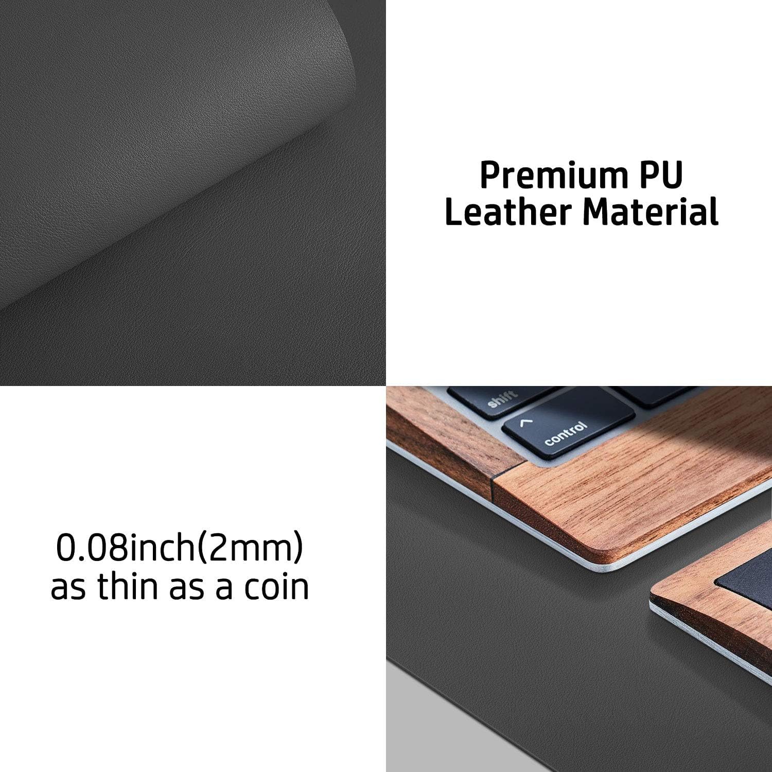 Leather Desk Pad Protector, Mouse Pad, Office Desk Mat, Non-Slip PU Leather Desk Blotter, Laptop Desk Pad, Waterproof Desk Writing Pad for Office and Home (Gray, 31.5" x 15.7") : Office Products