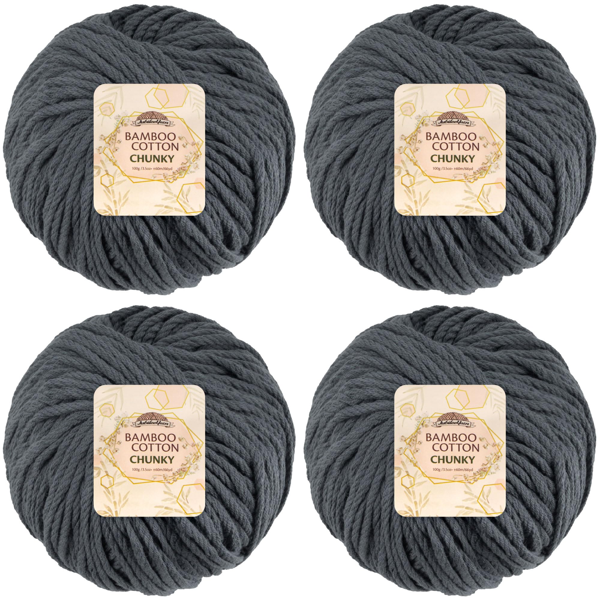 JubileeYarn Bamboo Cotton Chunky Yarn - 100g/Ball - Sea Grey - 4 Balls — image 1