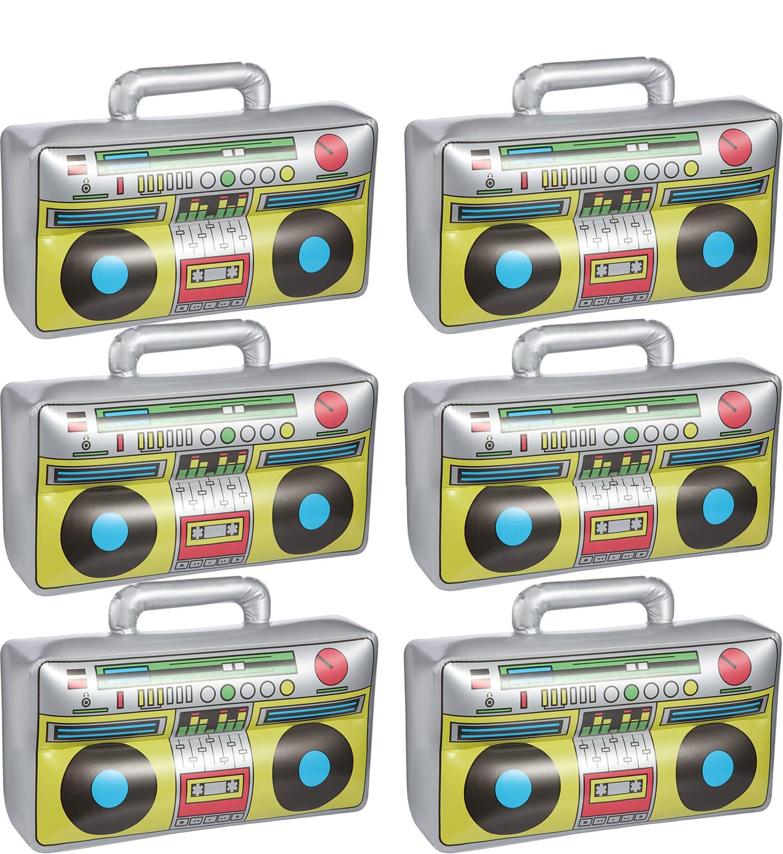 WANGCL 6 Pieces 16.5 Inches Inflatable Boombox for 80s 90s Party Decor Chain Link Balloons for Hip Hop Birthdays Weddings Party Supplies