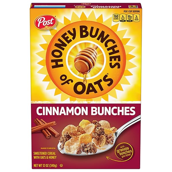 HONEY BUNCHES OF OATS CINNAMON BUNCHES, HEART HEALTHY, LOW FAT, MADE WITH WHOLE GRAIN CEREAL, 12 OUNCE