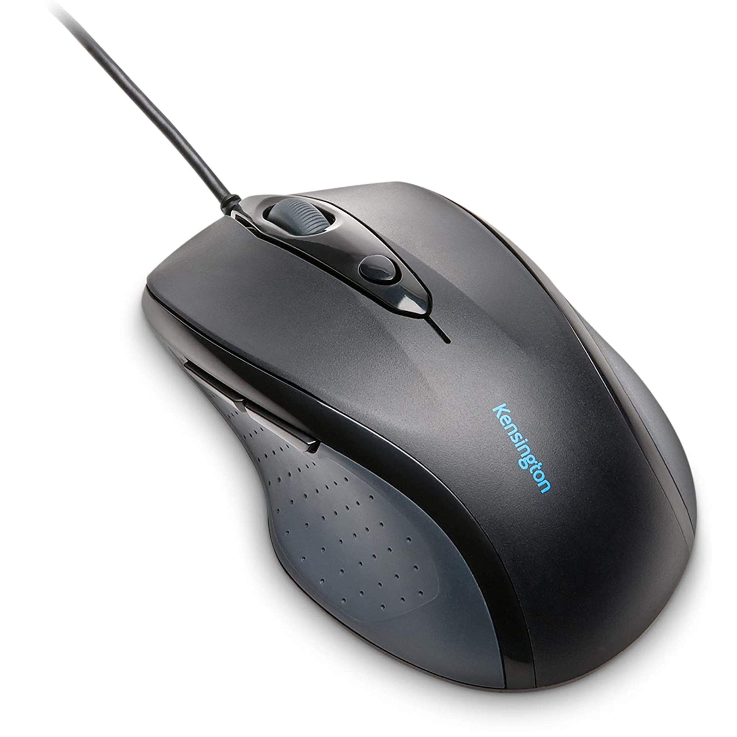 Kensington Wired Mouse - Pro Fit Full-Size Mouse; 5-Button Optical Wired Mouse with Ergonomic, Right-Handed Shape and Plug & Play Connection - Certified to Work with Chromebook (K77500WW) , Black