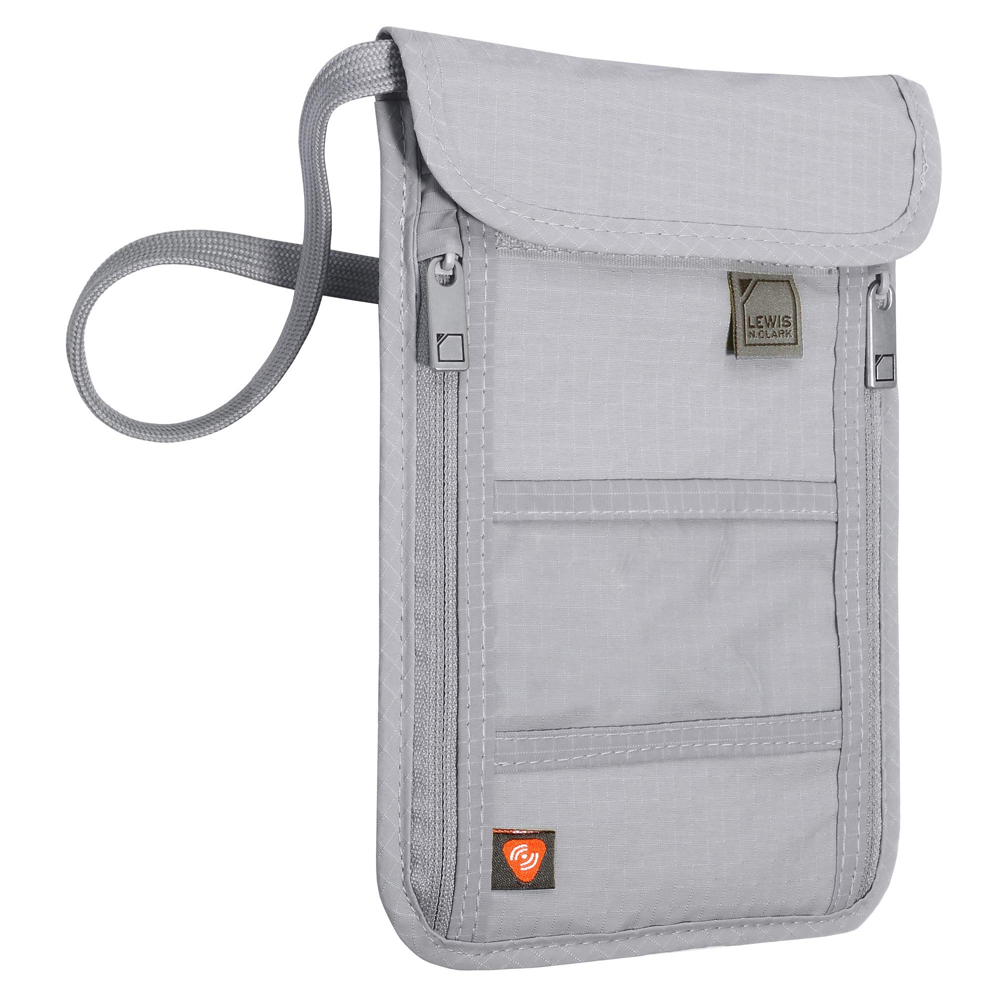 Photo 1 of Lewis N. Clark RFID Blocking Stash Neck Wallet, Travel Pouch + Passport Holder for Women & Men, Gray, One Size