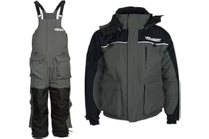 WindRider Ice Fishing Suit Insulated Bibs & Jacket Flotation Tons of Pockets Waterproof Gear for Ice Fishing and Snowmobiling