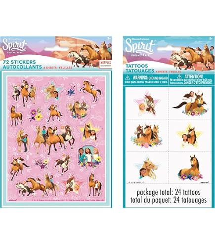Unique Spirit Riding Free Sticker Sheets – 4 Sheets, 72 Stickers Total For Parties & Crafts - View #5
