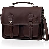 Leather Messenger Bag For Men, Vintage Handmade Laptop Briefcase and Shoulder Bag for Men