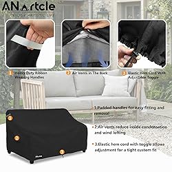 ANartcle 2-Seater Patio Loveseat Cover,58W x 32.5D