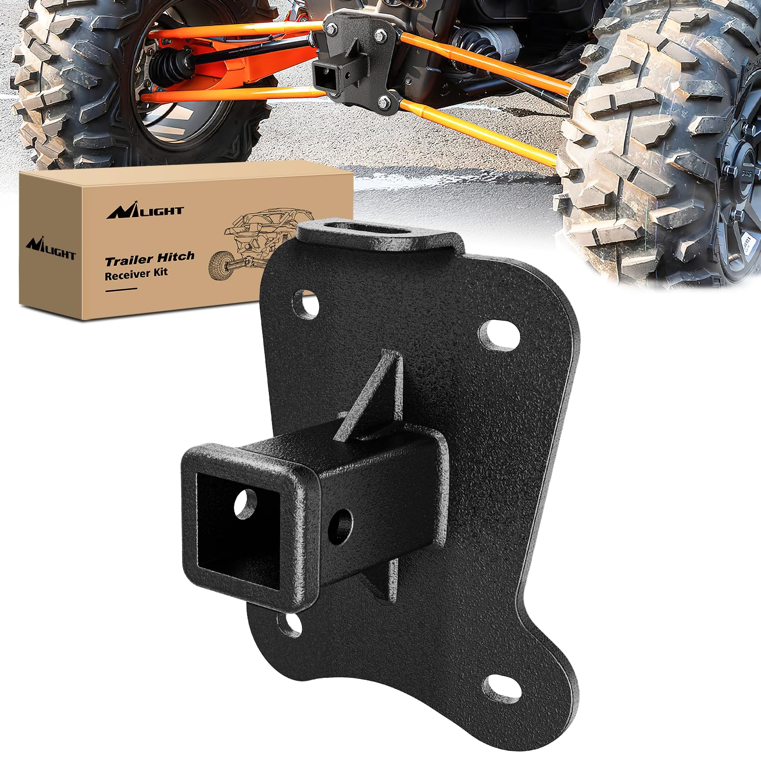 Nilight 2 Inch Rear Bumper Tow Trailer Hitch Receiver Kit Compatible for 2022 2023 2024 Polaris RZR Pro R|2022 2023 2024 Polaris RZR Pro R 4 Image