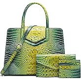 Makcr Joacbv Women Embossed Pattern Satchel Handbags Wallet 3 pcs Set Crossbody Tote Top Handle Vegan Leather Ladies Bag | Embossed Pattern, 3 pcs Set, Crossbody, Tote, Top Handle, Bag