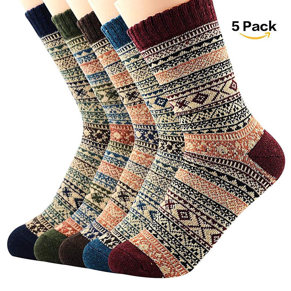 5 Pack Womens Christmas Cartoon Cotton Toe Socks, Christmas Print Cotton Stockings For Women6.57