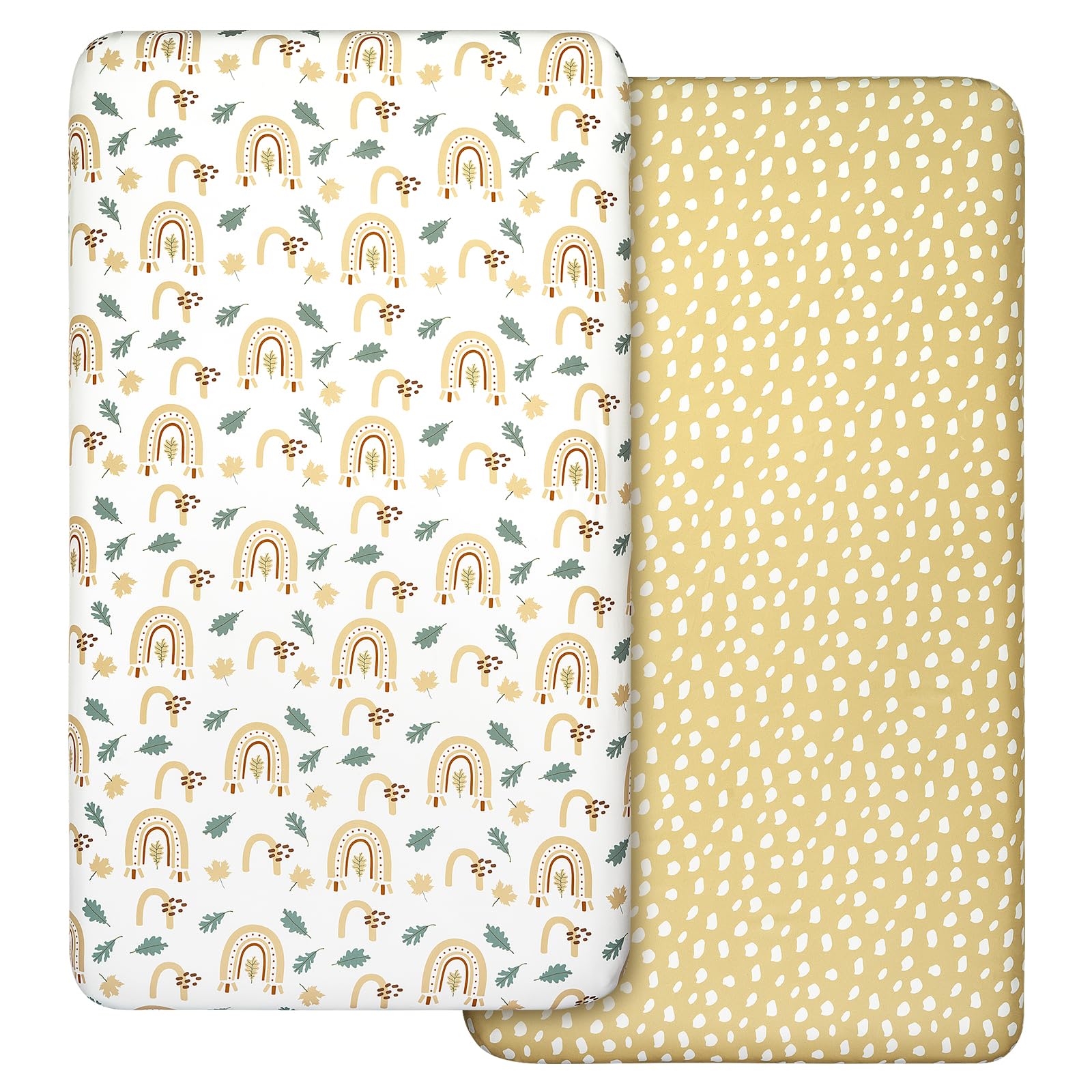 2 Pack Cot Sheets, 100% Microfiber- Breathable, 120 x 60cm Cozy and Lightweight Cot Fitted Sheets Oeko-tex100, Fits All Bassinet Mattress Shapes, Hourglass, Crib Sheets for Oval (Gold) — image 1