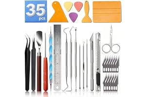 SHARKOOO 35 PCS Weeding Tools for Vinyl, Precision Craft Tools Set for Weeding Vinyl, Scrapbook Supplies Includes All Basics for Weeding, Scrapbooking, DIY Art