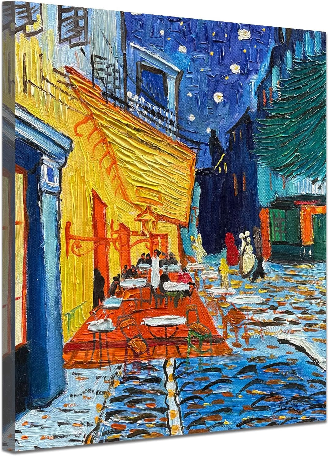 Paintings - Wall Art Oil Paintings - Hand Painted Vincent Van Gogh Art Works Reproduction Wall Decor Modern Indoor Framed Canvas Decorative Paintings Ready to Hang for Living Room Dining Bedroom Office (Cafe Terrace/12x16in)