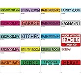 600 PCS 20 Designs Pre-Printed Color-Coded Home Moving Packing Box Labels with Writable Notes Areas for Boxes + Fragile Moving Stickers + Heavy and Blank Labels (2” x 3”)