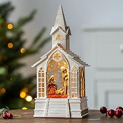 Christmas Snow Globe Lantern Musical Holy Family