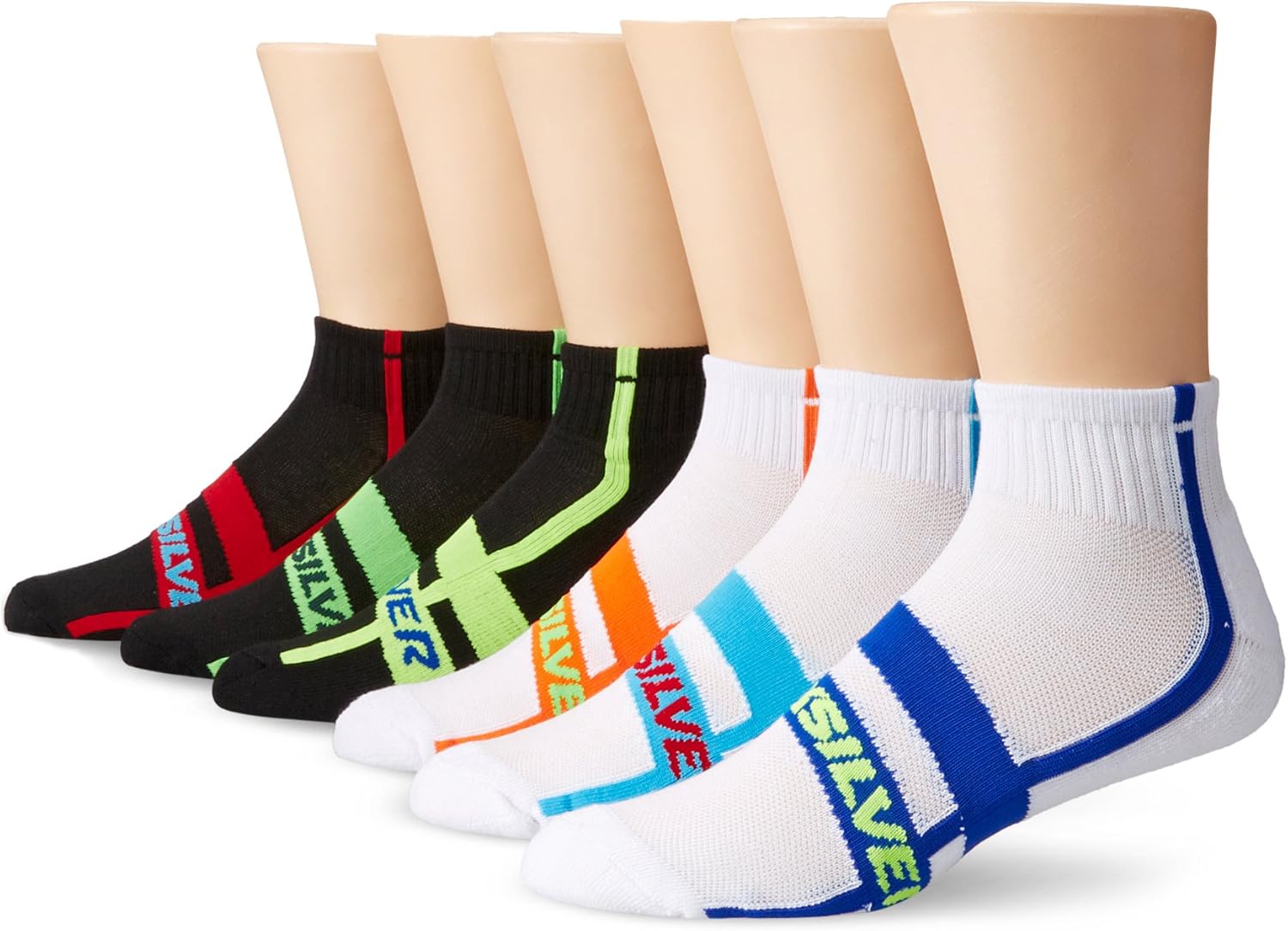 Quiksilver Men's 6 Pack Logo Contrast Stripe Quarter Sock