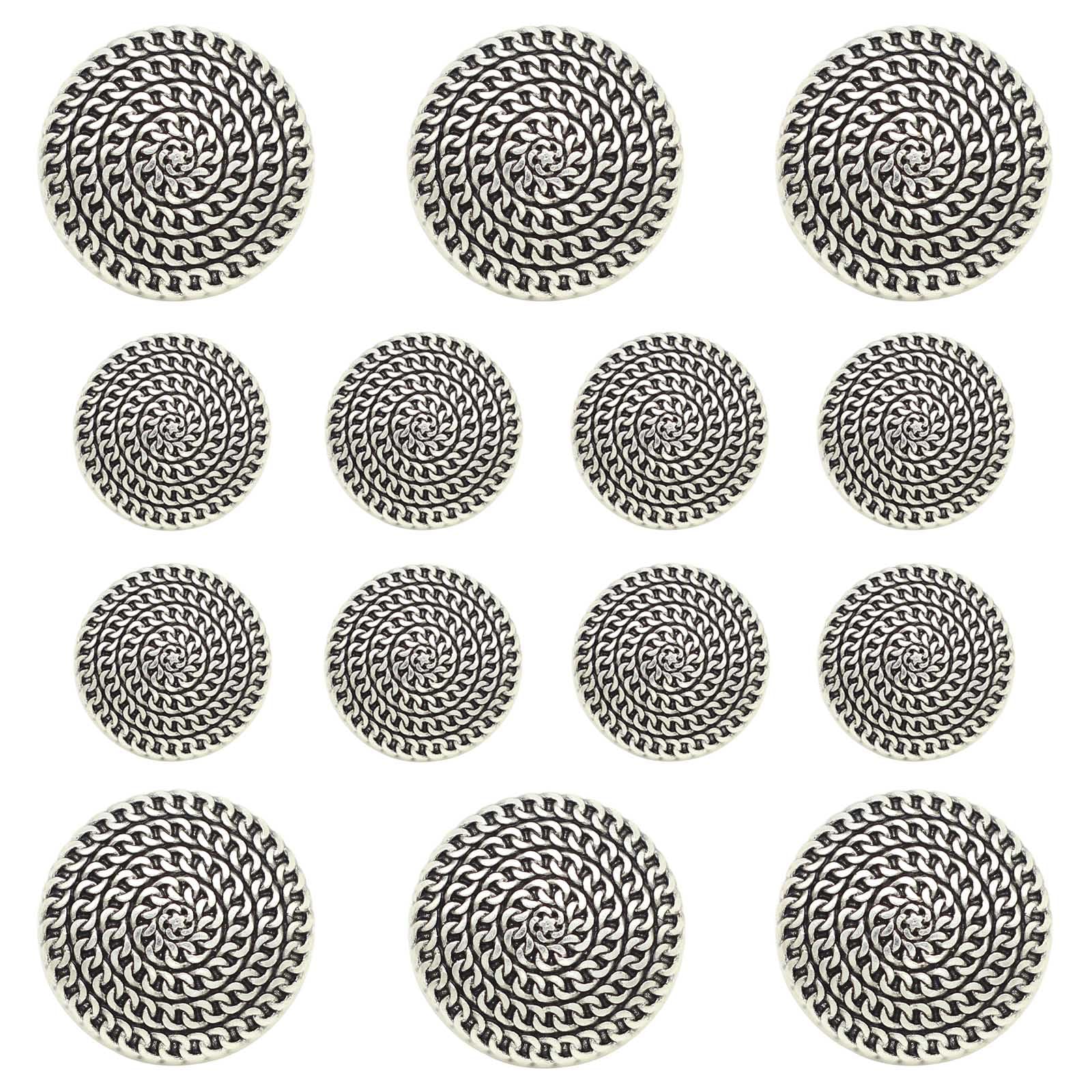 Flying Horse66 14 Pcs Silver Buttons for Blazers, 18mm 23mm Metal Blazer Buttons Set for Suits Coat Uniform Jacket