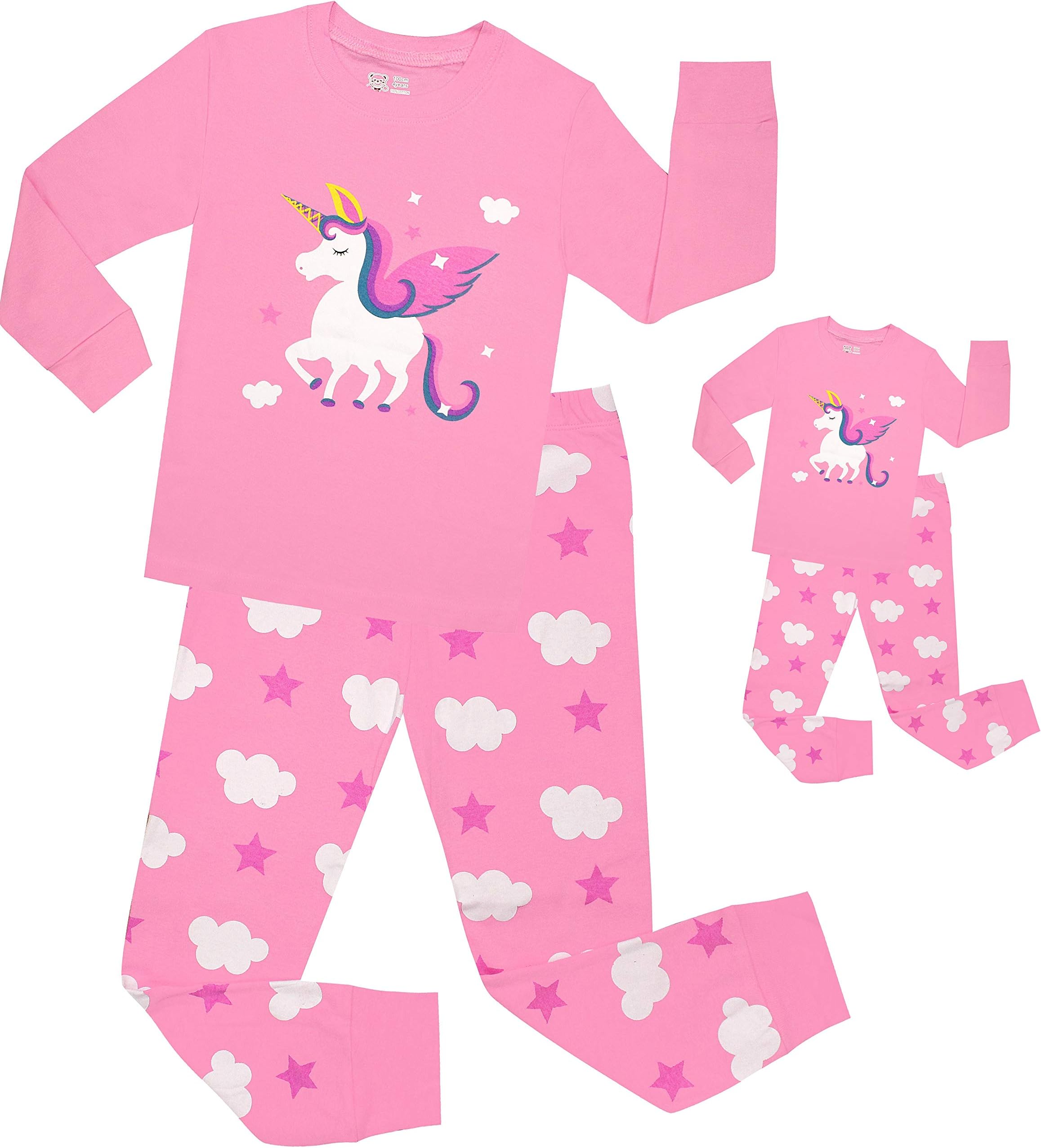 Little Girls Horse Pajamas Set Children Christmas PJs 100% Cotton Sleepwear Size 2 to 8 Years