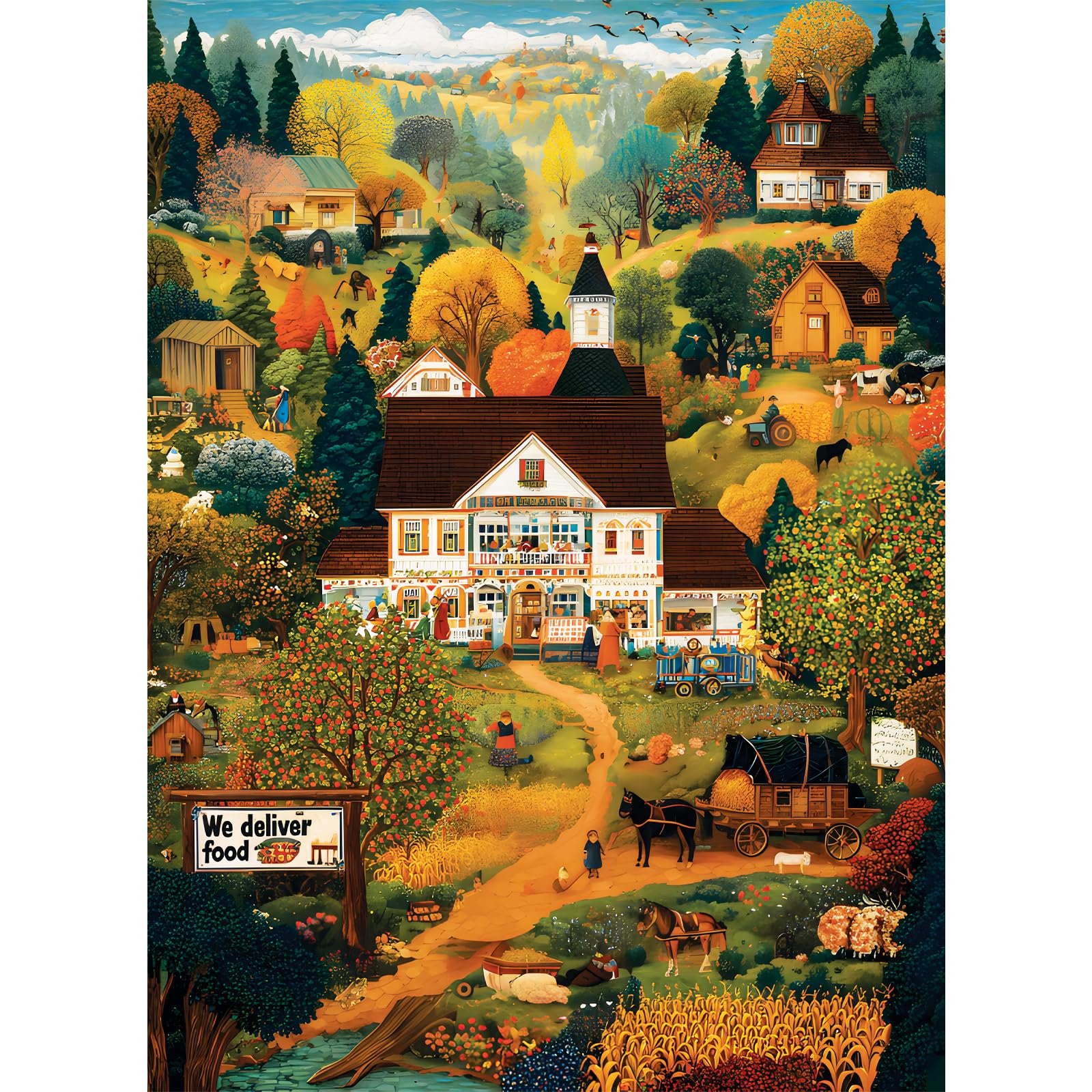 500 Pieces Puzzle for Adults, Warmth Mountain Jigsaw Puzzle for Adults, Harvest Farm Puzzle for Adult Seniors, Age 12+, Challenging Game Home Decor Holiday Party Gift Toy 20.5×15 in