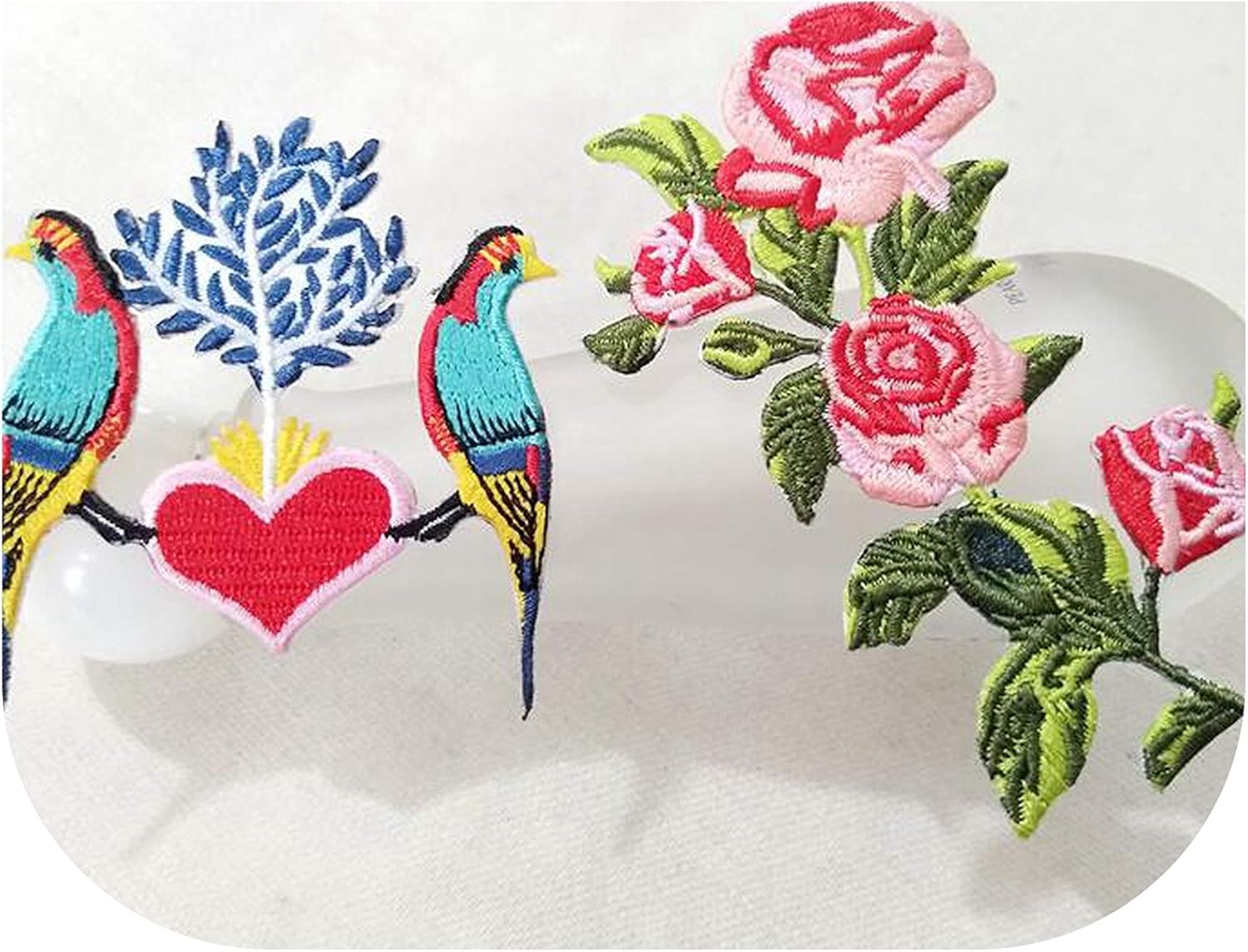 2pcs Flower Applique Embroidery Large Patch Fabric Sticker