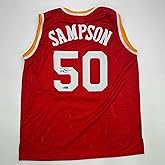 Facsimile Autographed Ralph Sampson Houston Red Reprint Laser Auto Basketball Jersey Size Men's XL