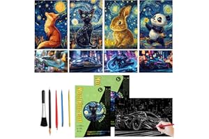 LEIBSTER Scratch Art Books for Adults Scratch Painting Paper Paint by Scratch Kits for Adults Arts and Crafts（Animal & Punk）