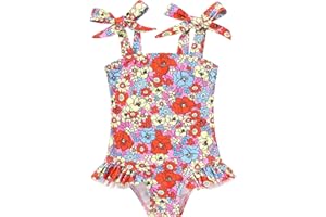 YOUNGER TREE Toddler Swimsuit Girl Color Block Stripe One-Piece Swimwear Baby Girl Bathing Suits