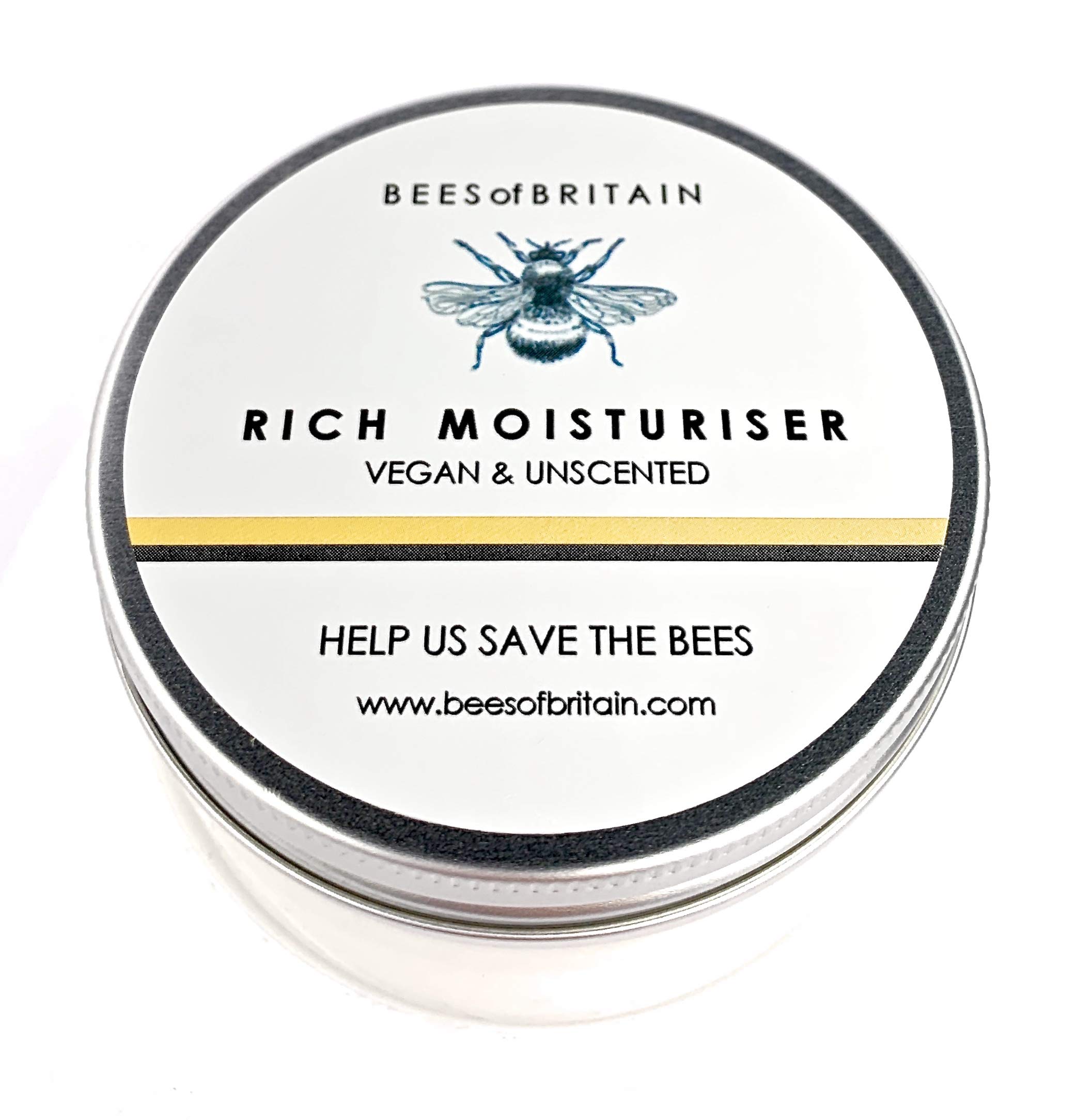 BEES of BRITAIN Pure & Unscented Face Cream – pH 5.5 Skin-Neutral Hydration – 99% Natural Origin – with Vitamin E & Grapeseed – Hypoallergenic Sensitive Skin Moisturiser – Vegan – UK Made – 100g