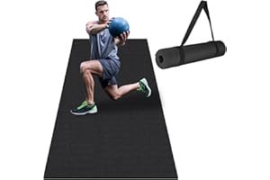 ANNGROWY Large Workout Mat 6'x2' & 6'x4' - Home Gym Flooring for Weightlifting, Jump Rope, MMA, Yoga, Cardio, Stretch, Plyo, HIIT - Shoe-Friendly
