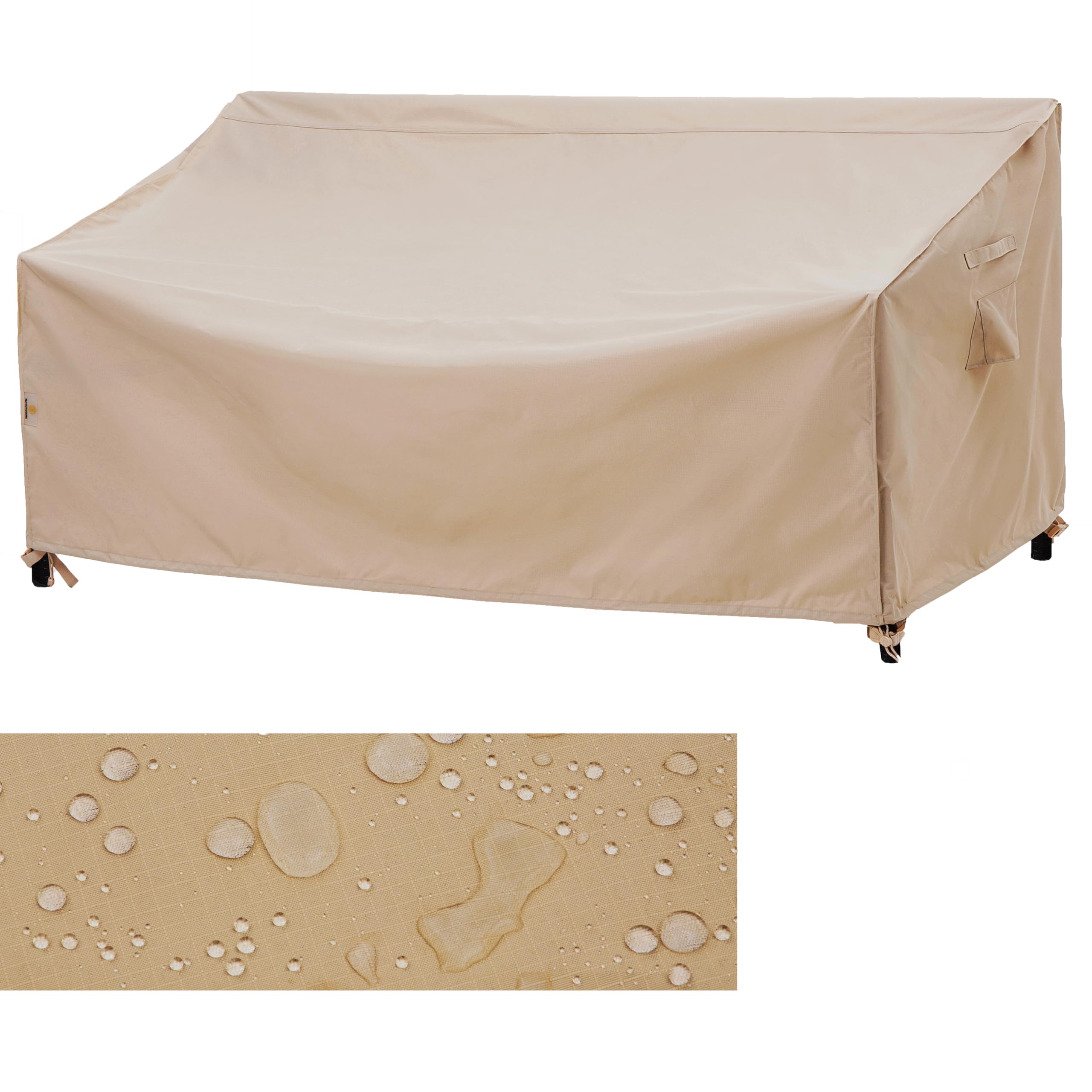 F&J Outdoors Garden Sofa Cover Waterproof 147x89x64/89cm Patio Covers for Outdoor Furniture Garden Bench Covers 2 Seater High Density Beige Heavy Duty Chair Cover Weatherproof
