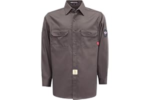 BOCOMAL FR Shirts Flame Resistant 100% C NFPA2112 7.5oz Men's Fire Retardant Welding Shirt