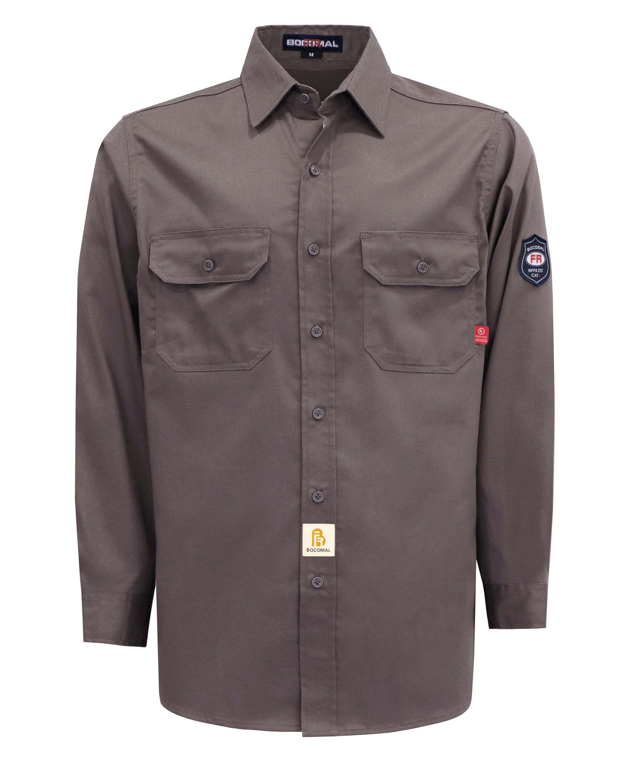Photo 1 of BOCOMAL FR Shirts Flame Resistant Shirt NFPA2112/CAT2 7.5oz Fire Resistant Gray Men's Fire Retardant Workwear Welding Shirt