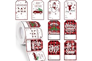 Zonon 720 Pieces Self Adhesive Christmas Gift Tag Xmas Kraft Name Tags Natural Kraft Xmas Stickers Paper Tags Labels for Christmas Decoration(Snowman Style)