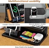 Teslyar Dad Gifts Wood Phone Docking Station Nightstand Organizer Black view 7