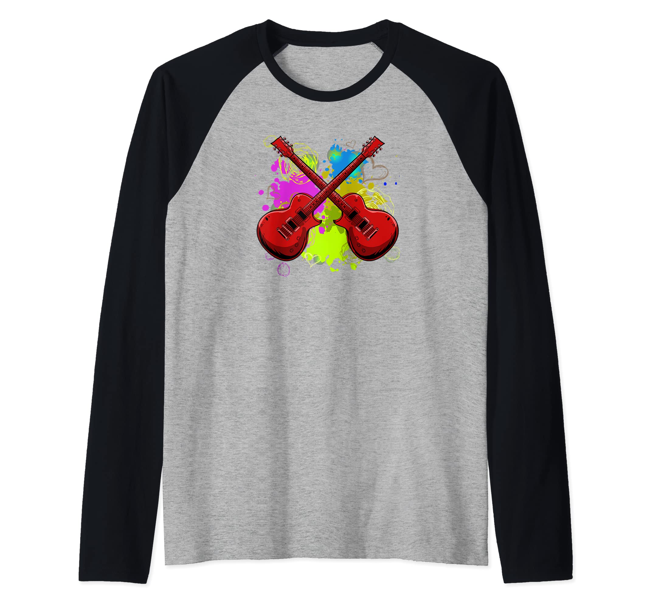 Electric Guitar Band Musician - E-Guitar Rock Guitarist Raglan Baseball Tee