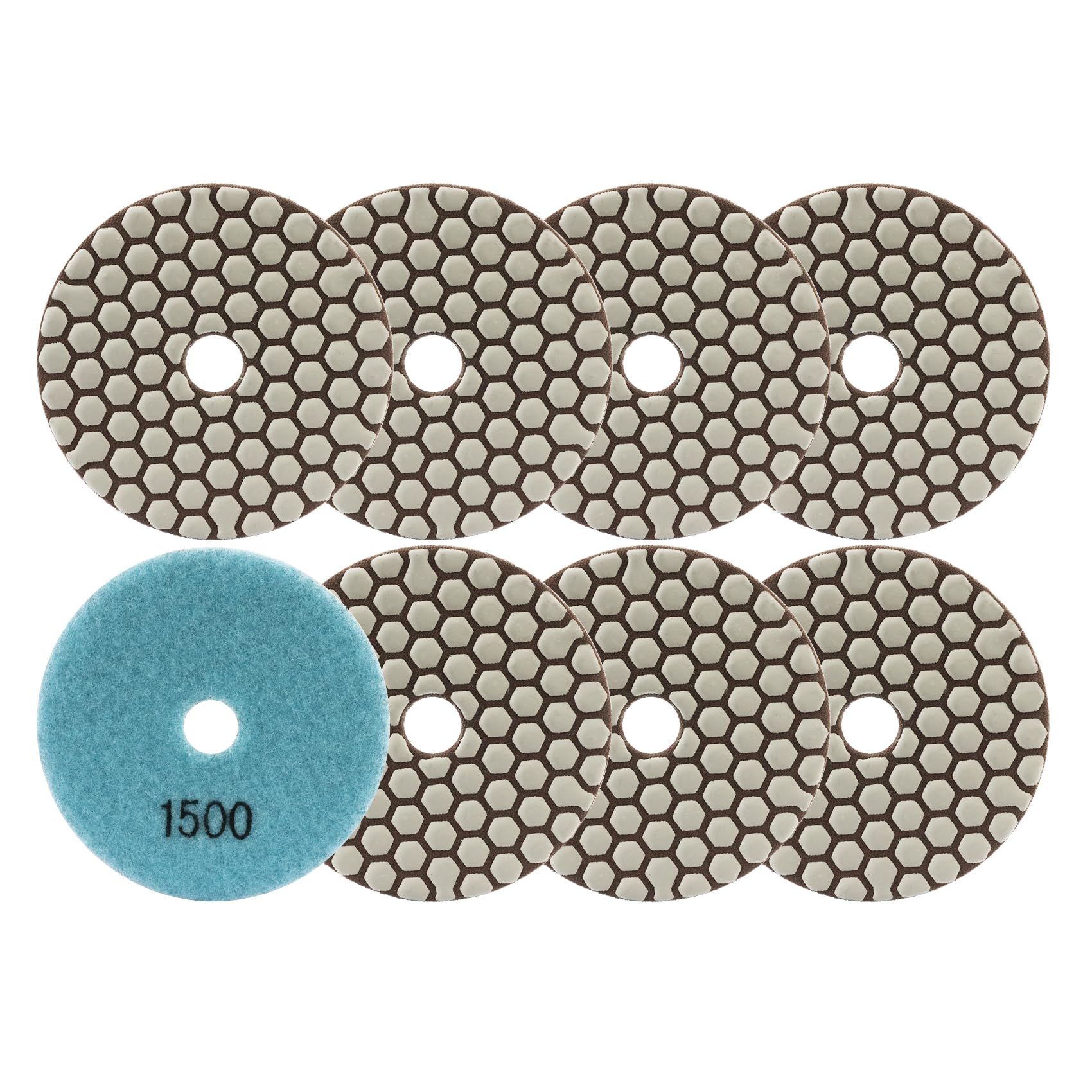 Diamond Dry Polishing Pad LEKOMESH - 8pcs 4 Inch(100MM) #1500 Dry Polishing Wheel Set for Granite Marble Artificial Stone Quartz,Polishing Pad for Grinder or Polisher