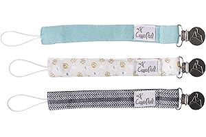 Copper Pearl 3-Pack Premium Knit Binky Holders: Stylish Stainless Steel Pacifier Clips for Baby Girls and Boys - No More Floor Drops