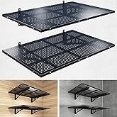 YIFRO 2-Pack 2x3ft Heavy Duty Garage Wall Shelving, 500 lbs Load Capacity, Garage Shelving Wall Mounted, Garage Storage Rack with Hooks, Black